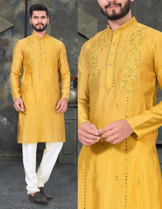 Men’s Traditional Abhimanyu Kurta set Premium Viscose Mirror Work Ethnic Wear