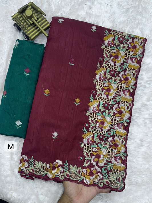 Visca Slub Silk Saree
