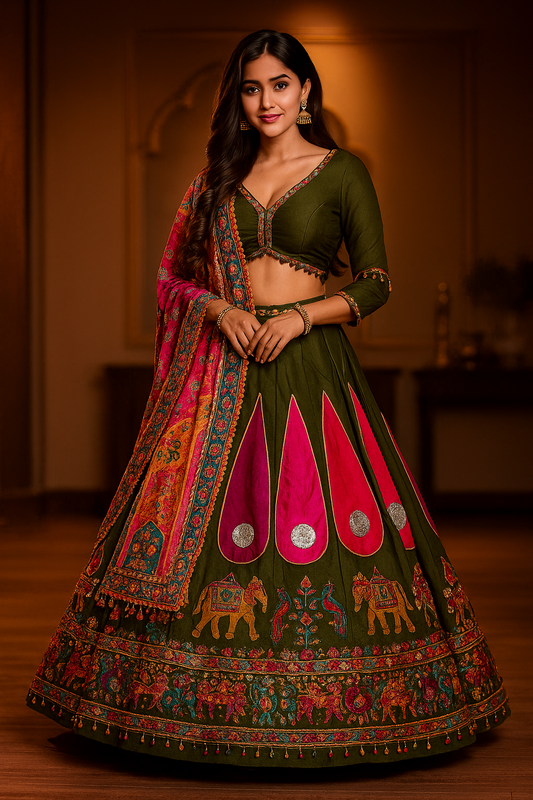 Green and Pink Chaniya Choli