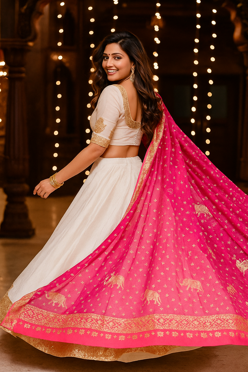 White and Pink Chaniya Choli