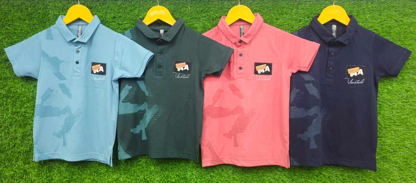Kids Heavy Cotton Polo T-Shirt – Stylish & Comfortable with Camouflage Print