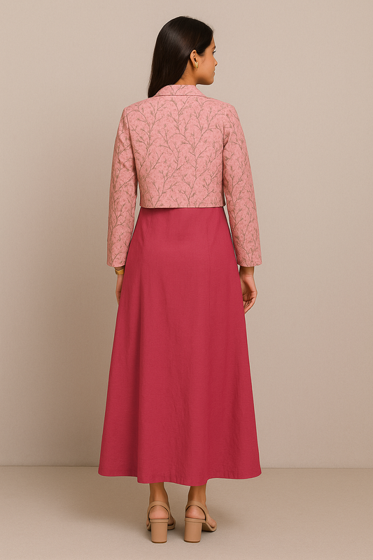 Blossom Pink Indo-Western Jacket Dress Set