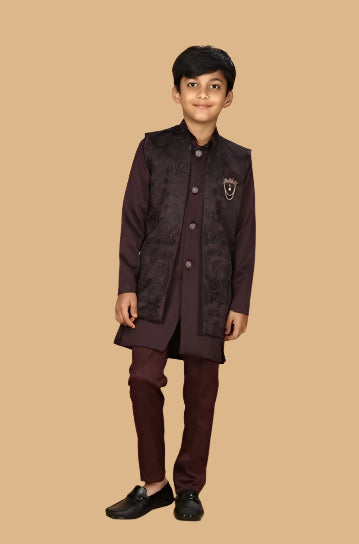 Boys’ Regal Three-Piece Kurta Jacket Set
