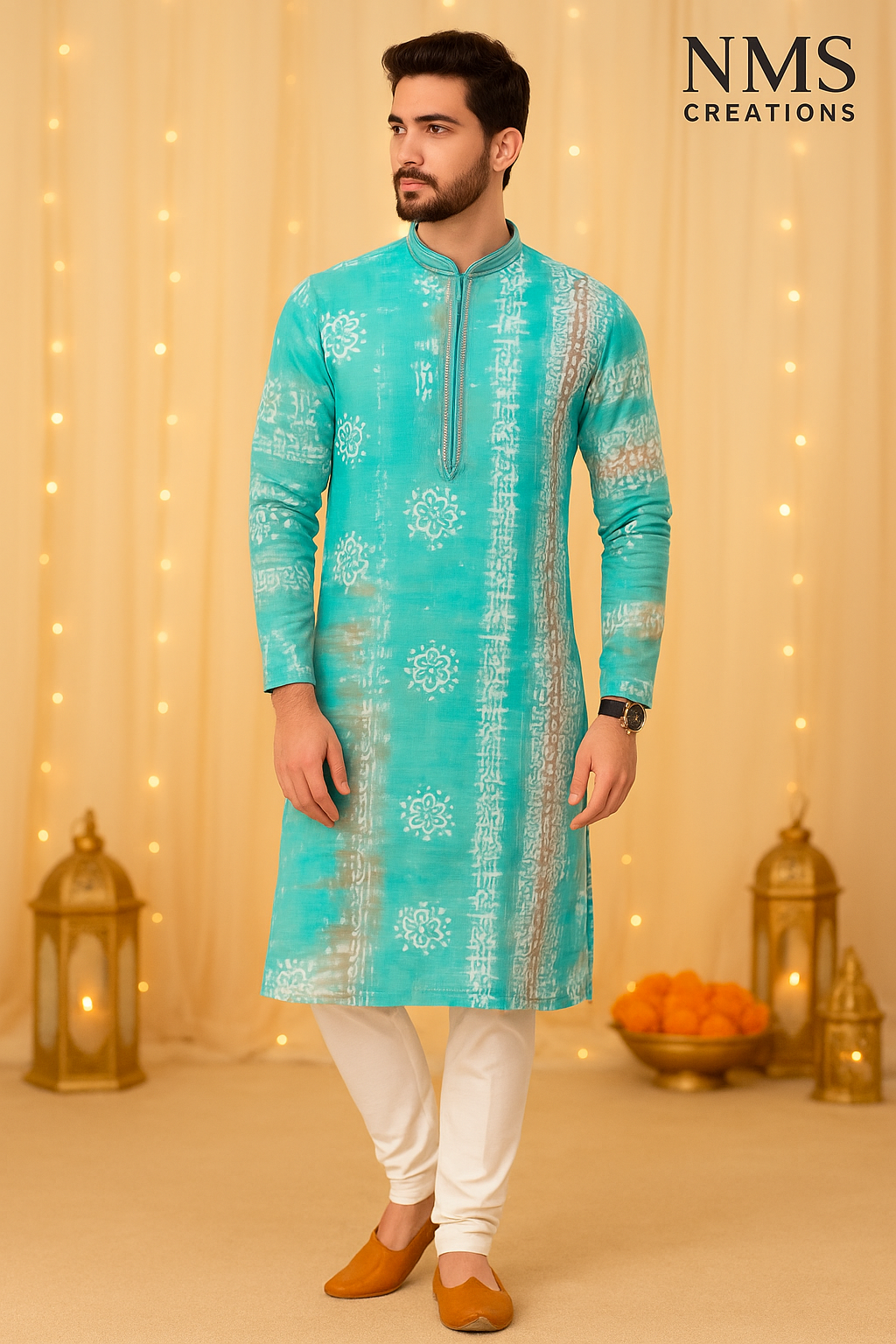 Firozi Blue Bandhani Kurta Set