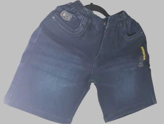 Vintage Washed Look Soft Breathable Elastic Waist Shorts Kids Denim