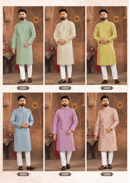 Royal Men V-8 Kurta Set Heavy Banglori Silk Party Wear with Cotton Pajama
