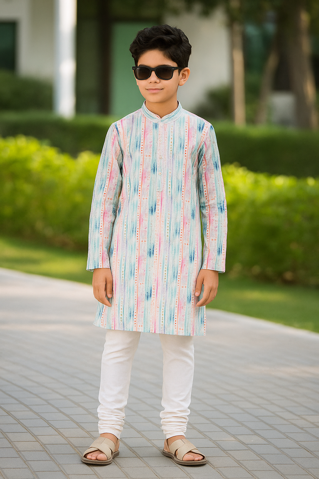 Candy Stripes Boys’ Designer Kurta Set - 2596