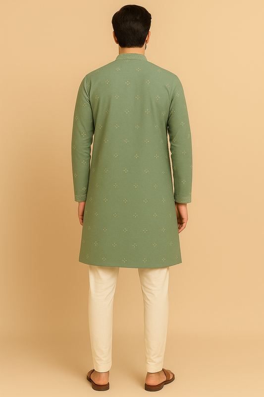 Sage Pearl Embroidered Kurta Set