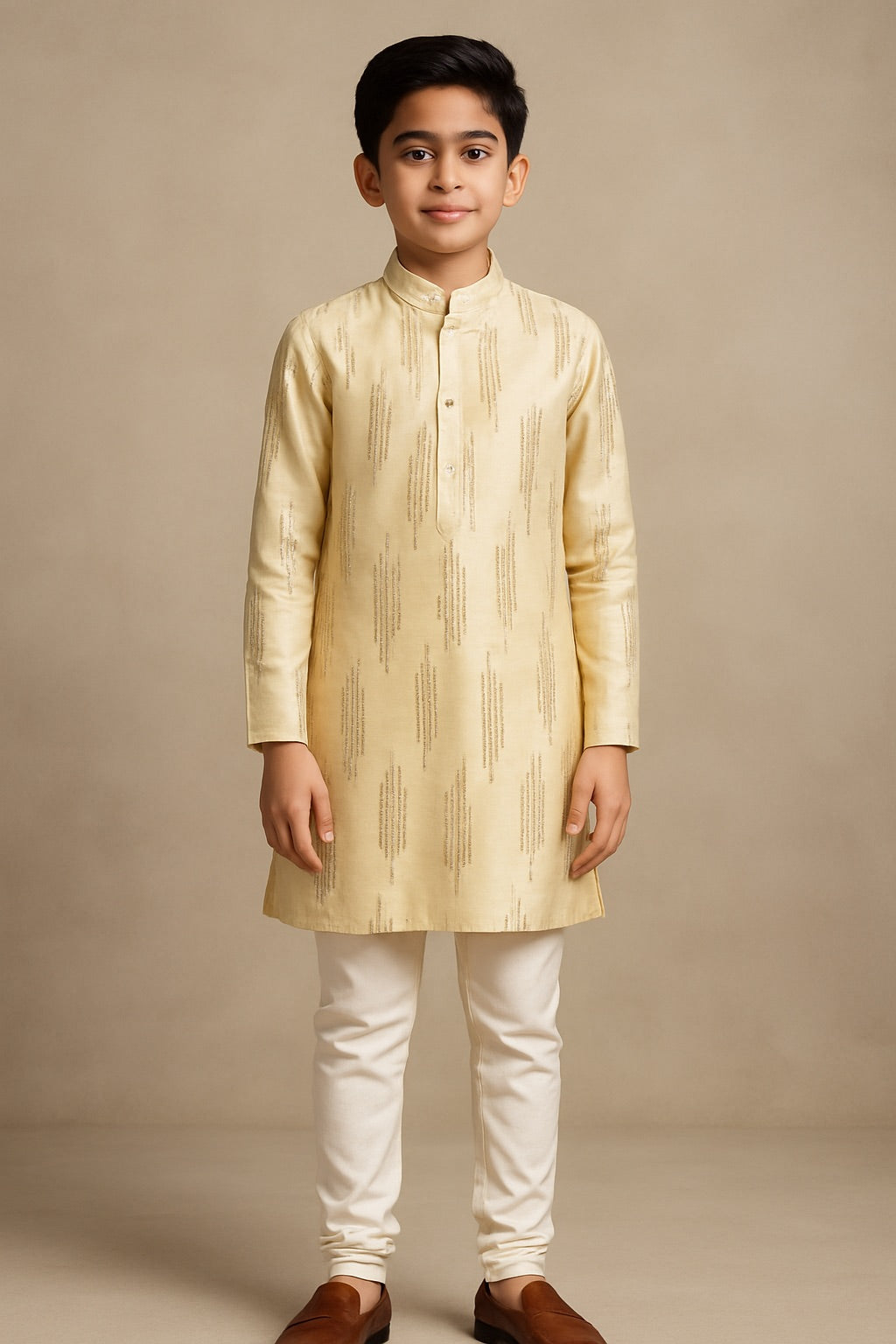 Golden Elegance Silk Kurta Pajama Set - 2427