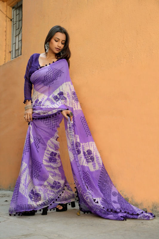 Ikkat Print Saree