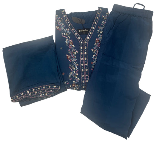 Pashmina Silk Designer Salwar Suit with Palazo Pant set