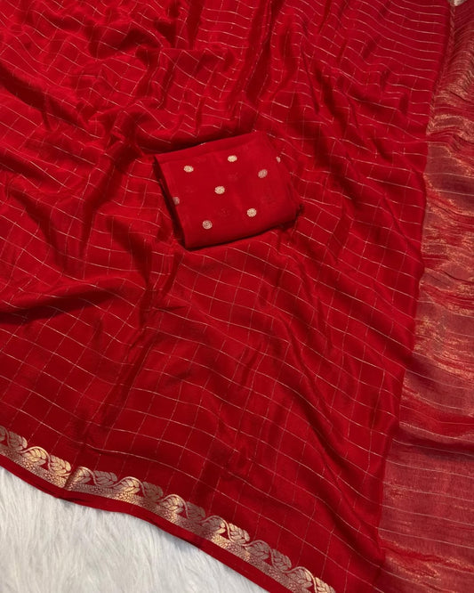 Pure Viscose Chinon Saree