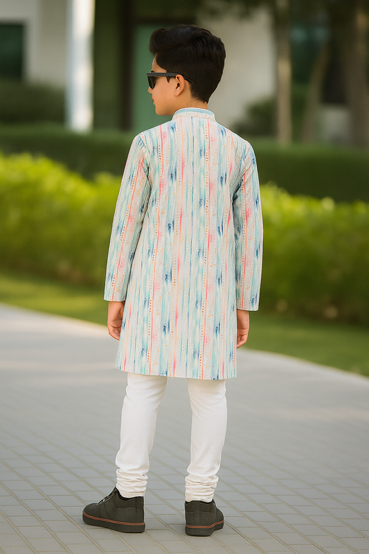Candy Stripes Boys’ Designer Kurta Set - 2596