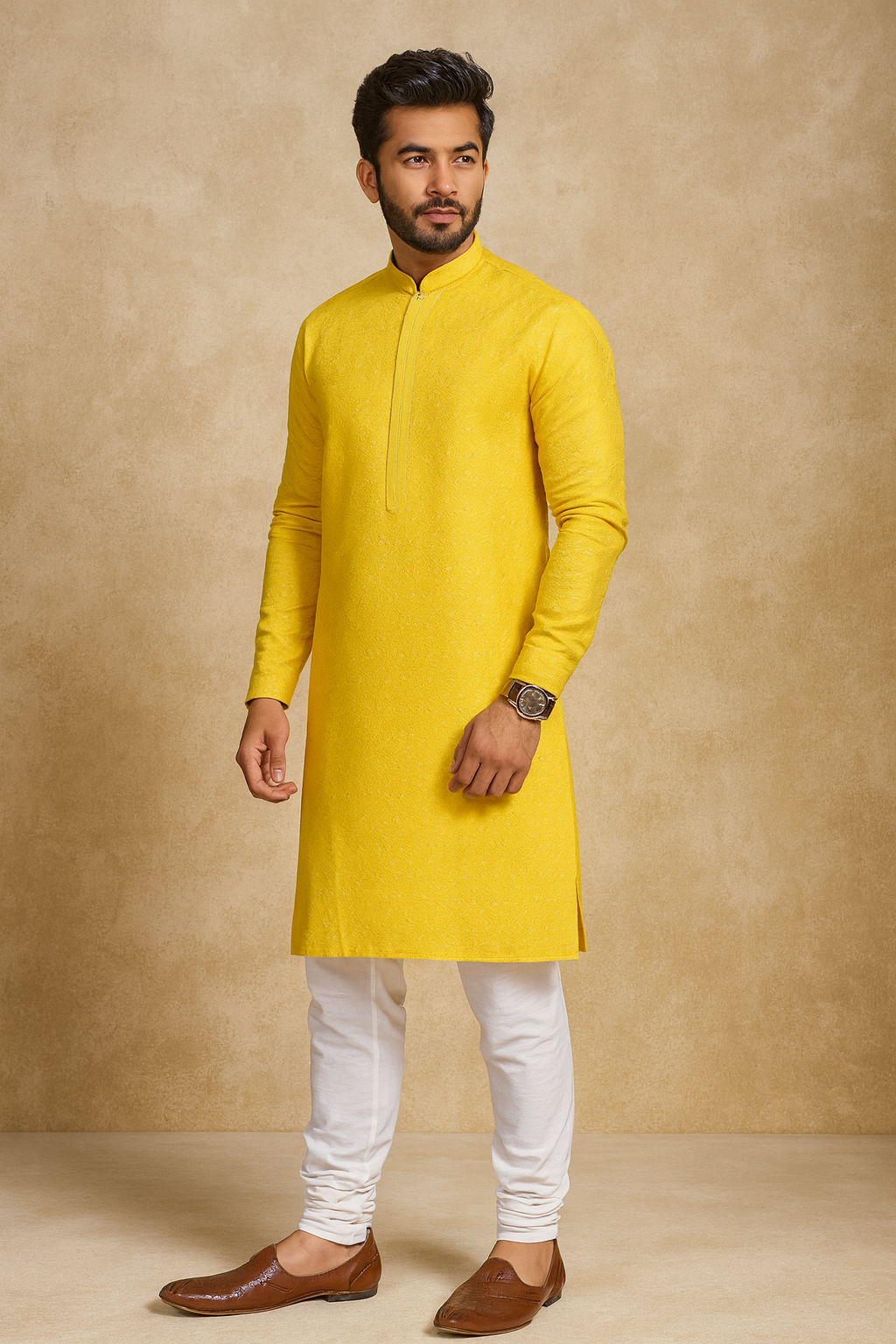 Men's Sunshine Yellow Traditional Kurta