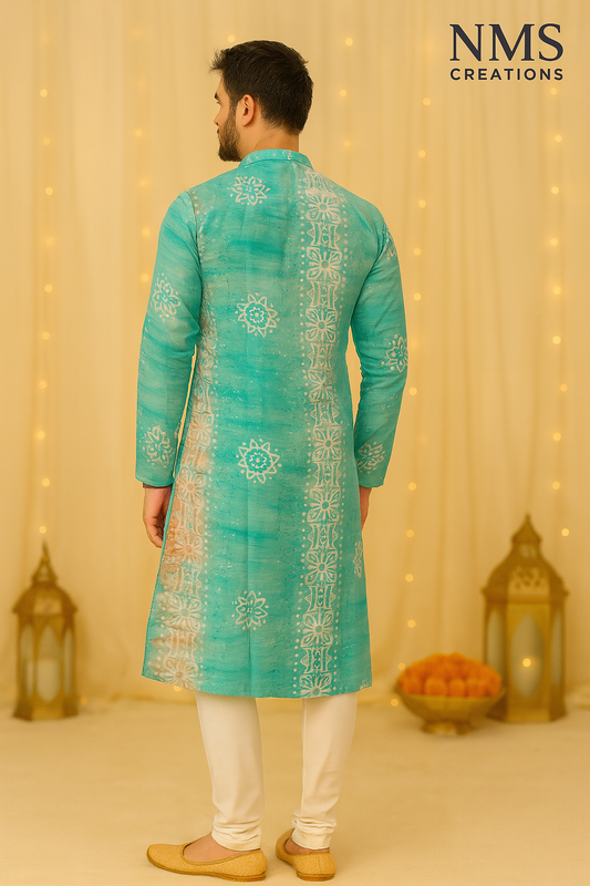 Firozi Blue Bandhani Kurta Set