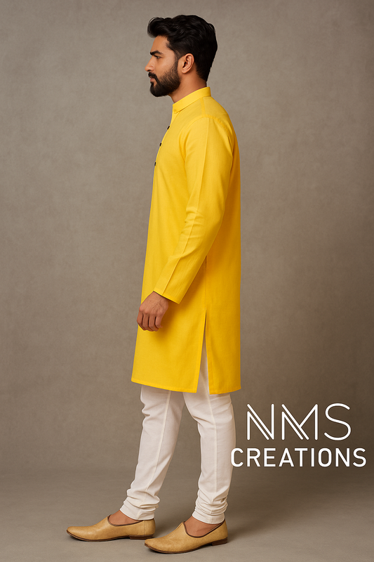 Sunshine Yellow Pure Cotton Kurta – Elegant & Comfortable for Summer and Festive Wear