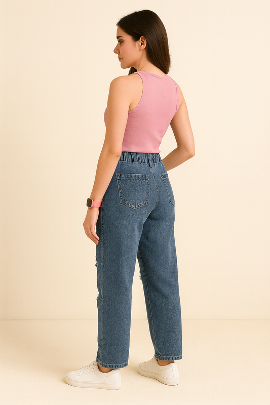 Urban Edge Scratch-Washed Jeans for Women