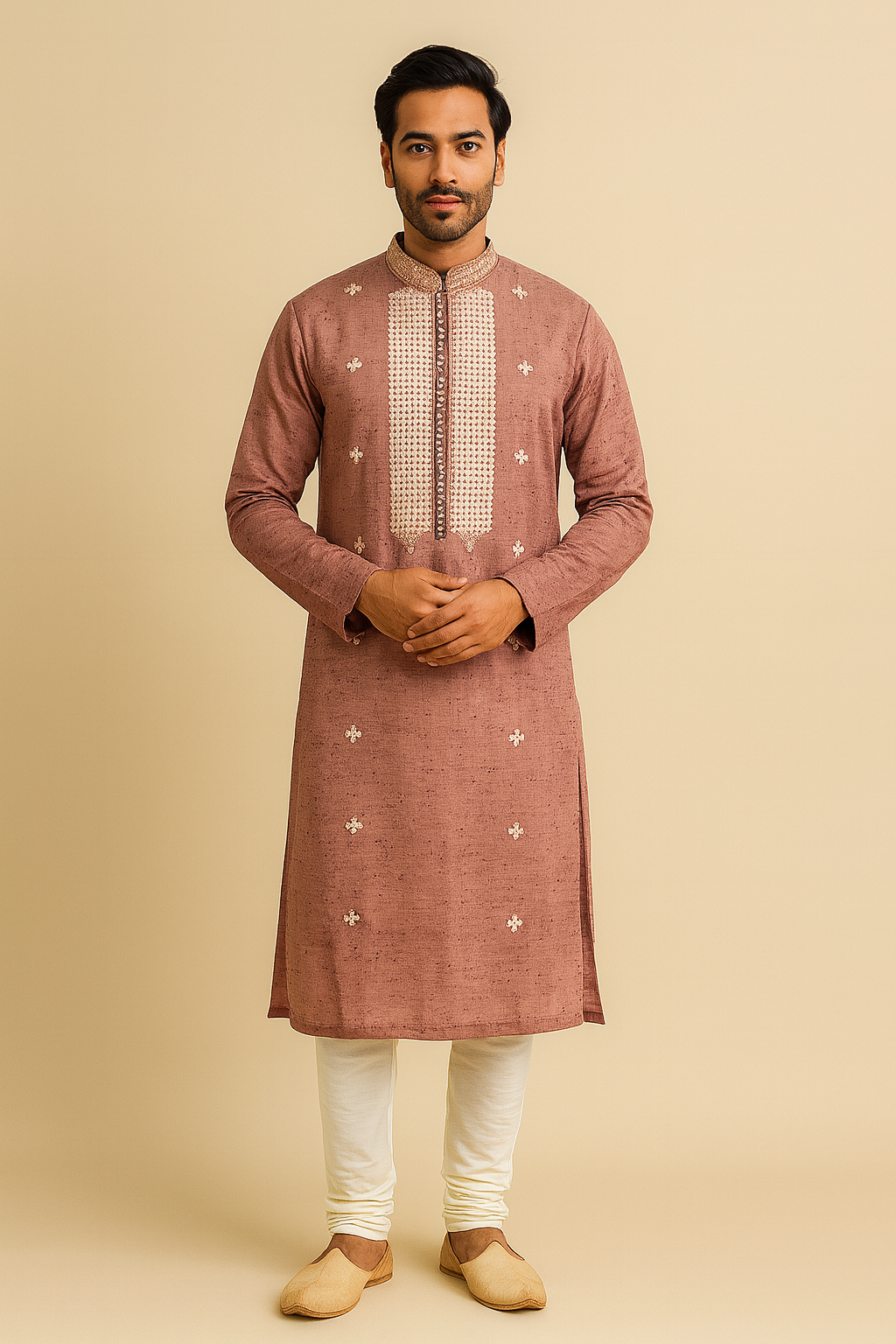 Elegant Sequin Work Kurta – Blush Pink