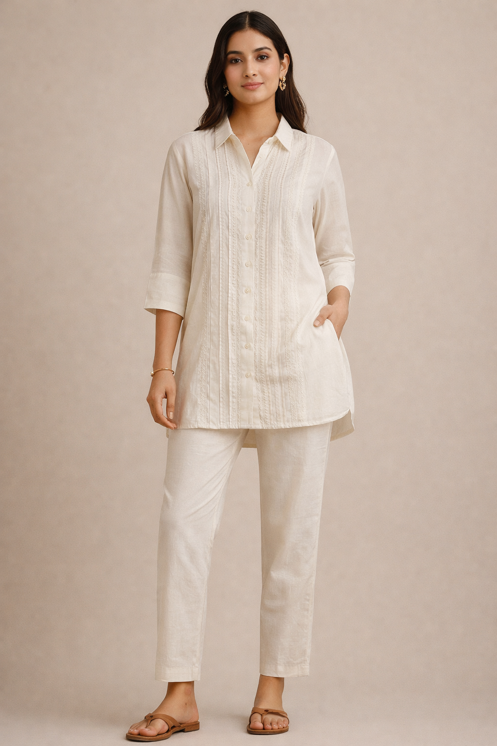 Ivory Whisper Pintuck Co-Ord Set