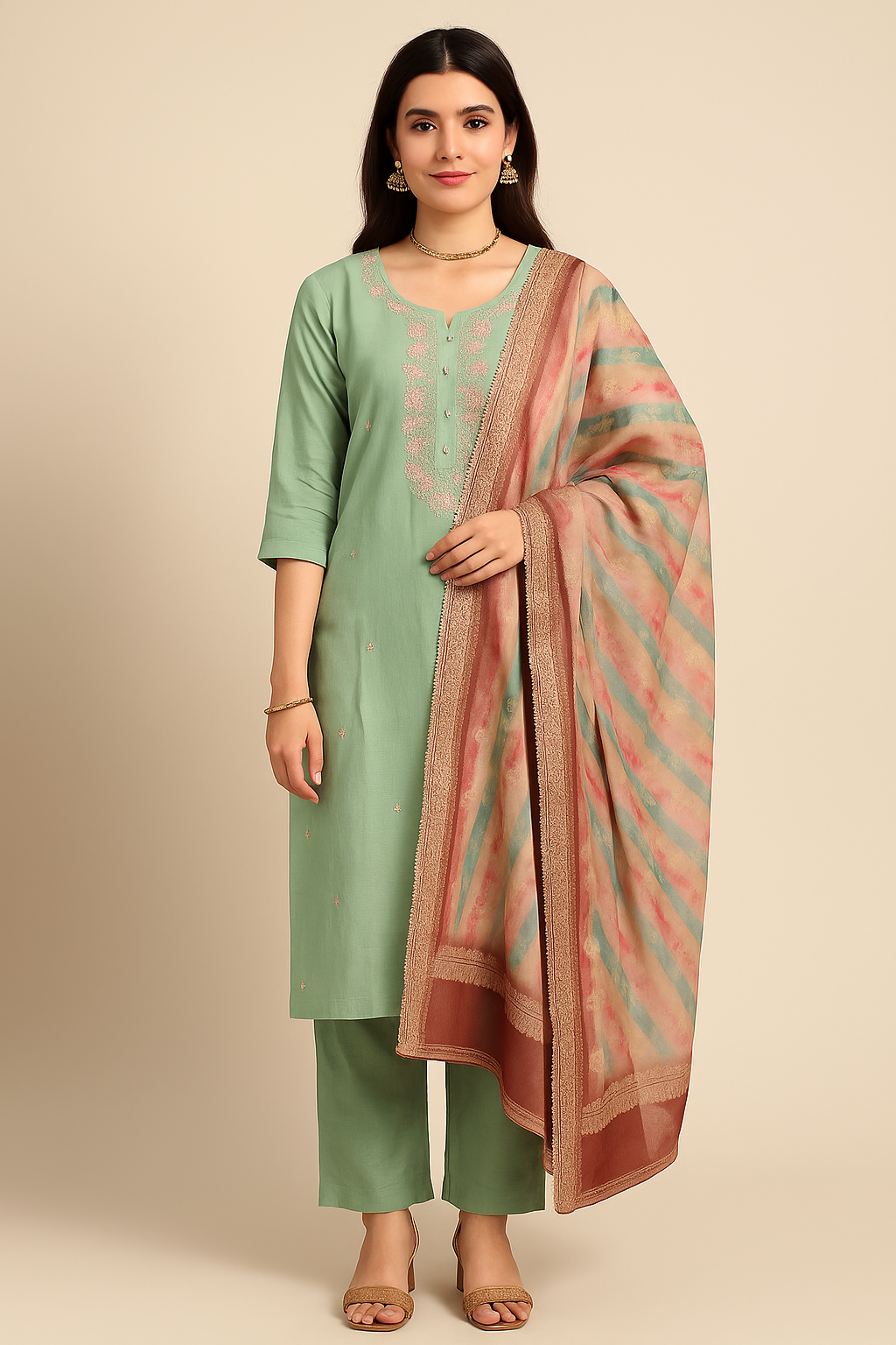 Pastel Meadow Hand-Embroidered Kurta Set