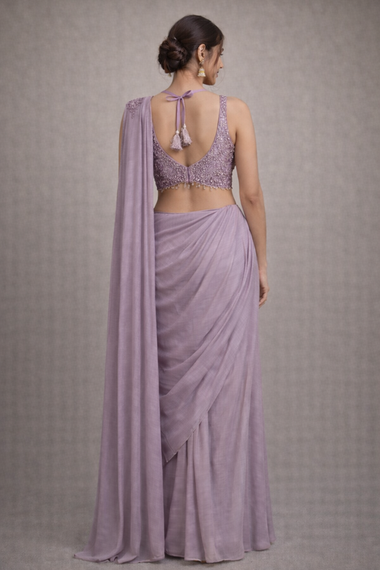 Lavender Mist Pre-Draped Indo-Western Saree