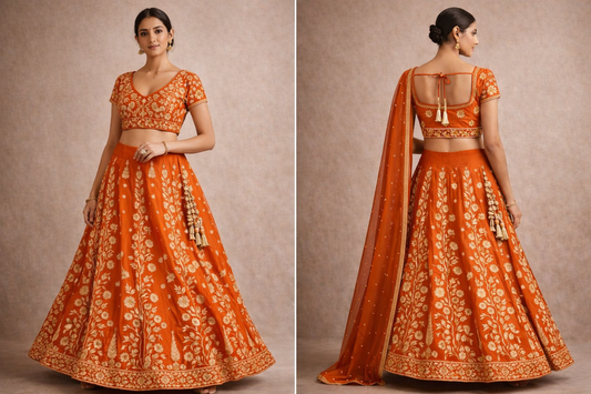 Orange Blossom Lehanga Choli Set (3-Piece)