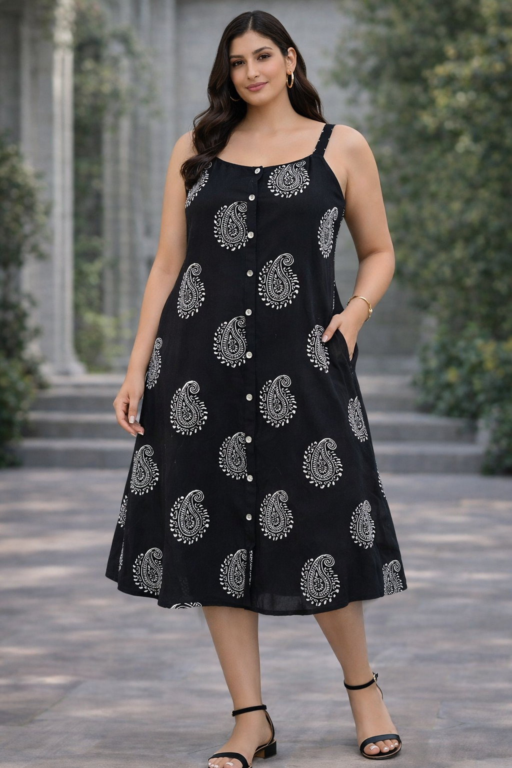 Midnight Black Paisley Dress
