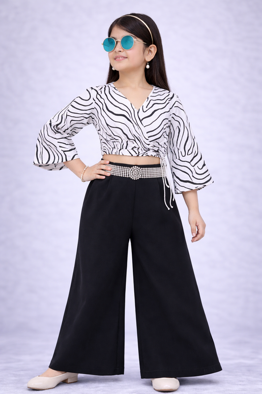 Ivory Black Zebra Co-Ord Set for Girls
