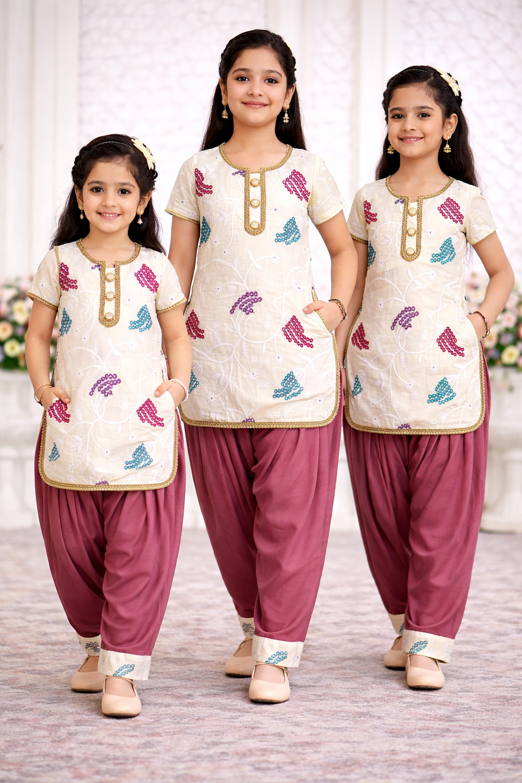 Ivory Rose Kurti Patiala Set for Girls