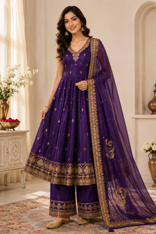 Royal Plum Anarkali Suit