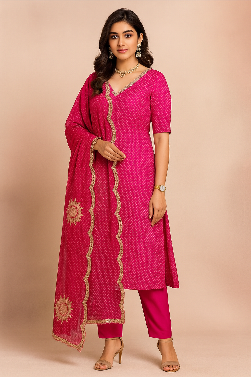 Gulbahar Pink Embroidered Kurta Set with Dupatta