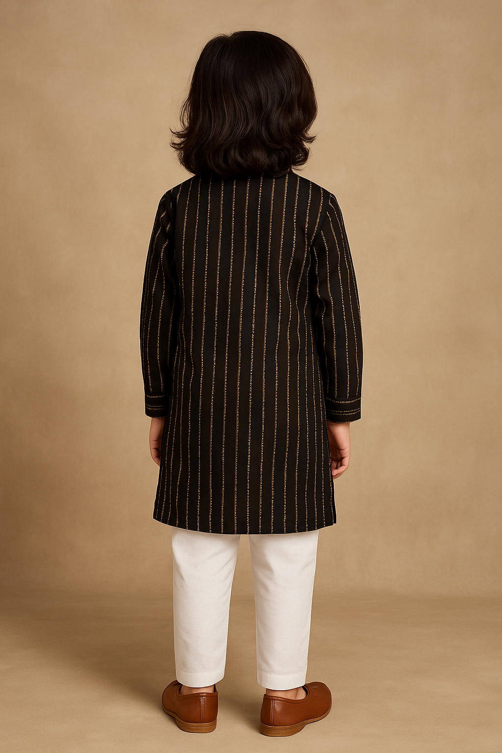 Classic Black Striped Kurta Set 2538