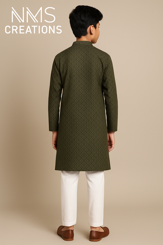 Olive Green Elegance Kurta Set 2581