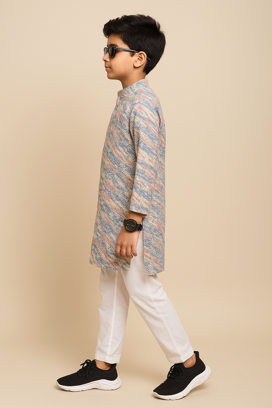 Pastal Multicolor Boys Kurta Pajama Set 2558