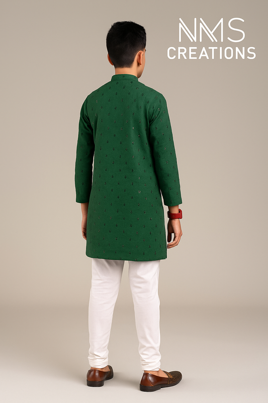 Royal Green Embroidered Kurta Pajama - 2589