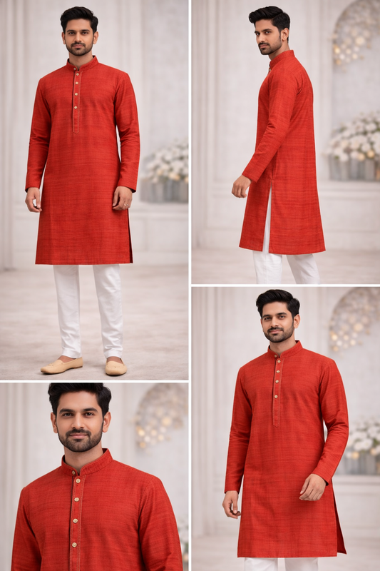 Men’s Red Classic Kurta