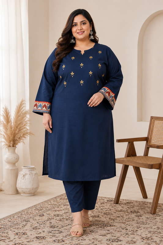 Indigo Meadow Cotton Kurta & Pant