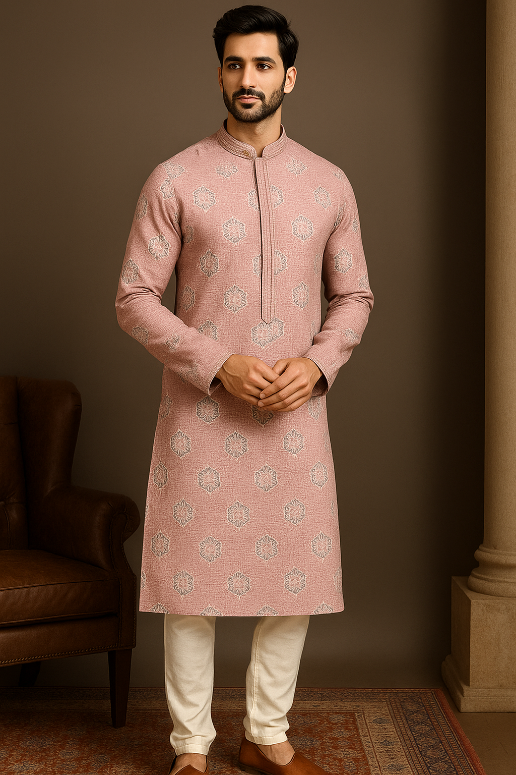 Silk Blend Straight Kurta – Rose Pink