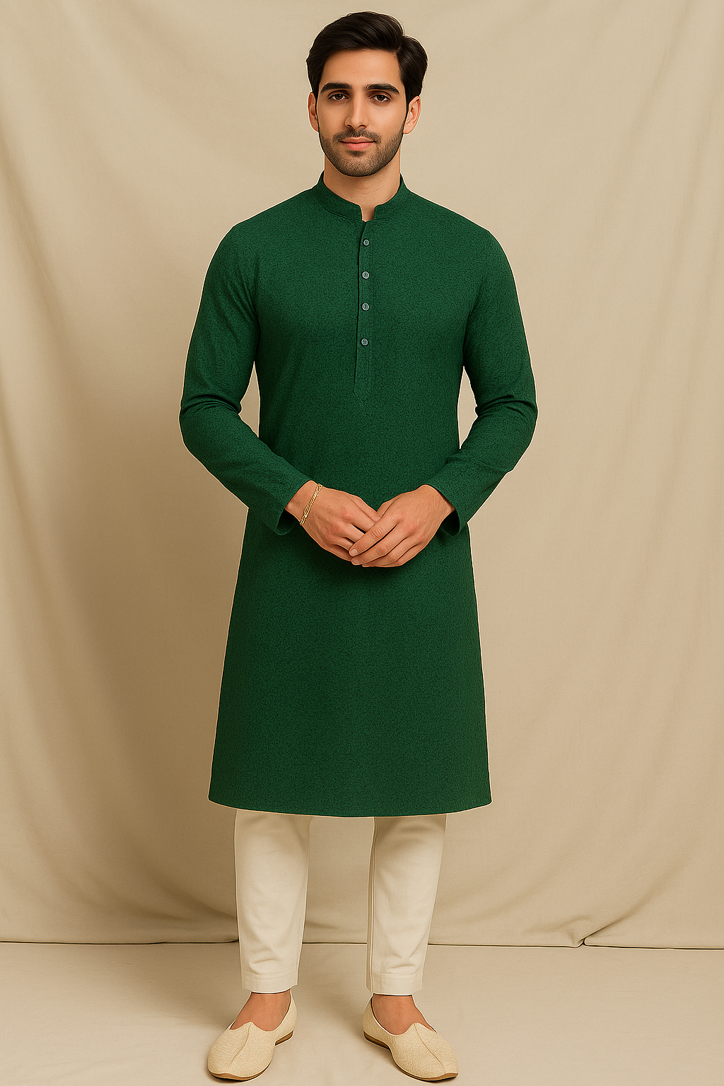 Teal Green Heritage Embroidered Kurta – Men’s Ethnic Wear