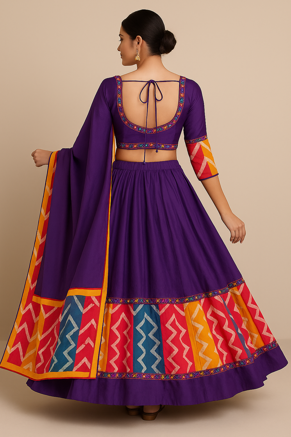 Purple Cotton-Silk Lehenga Set