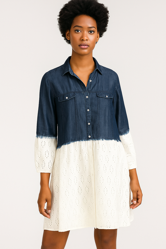 Denim Charm Two-Tone Dress