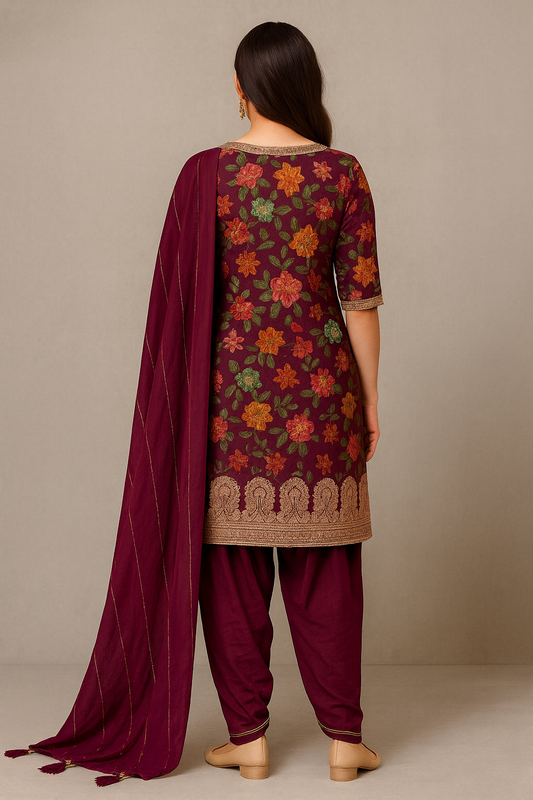 Maroon Floral Designer Salwar Suit