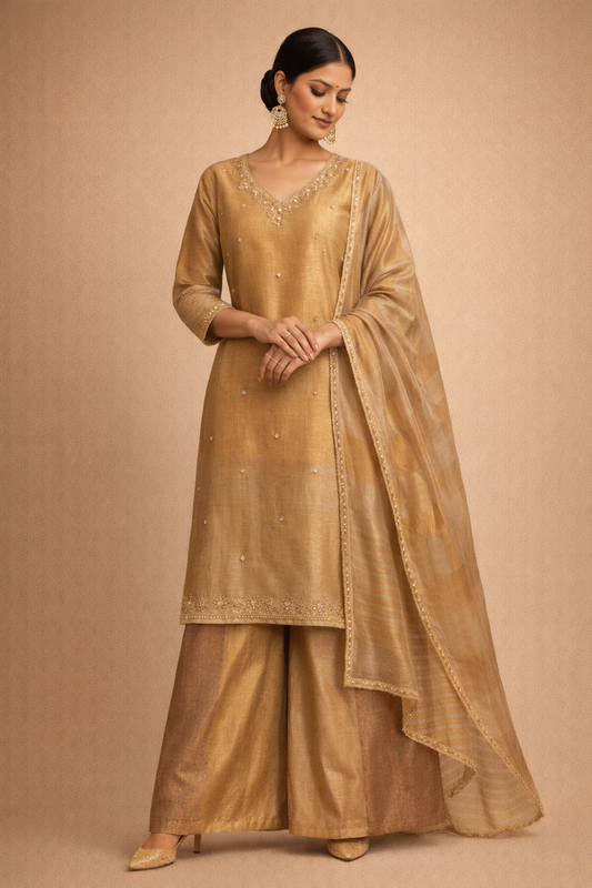 Antique Gold Bronze Three Piece Suit Set