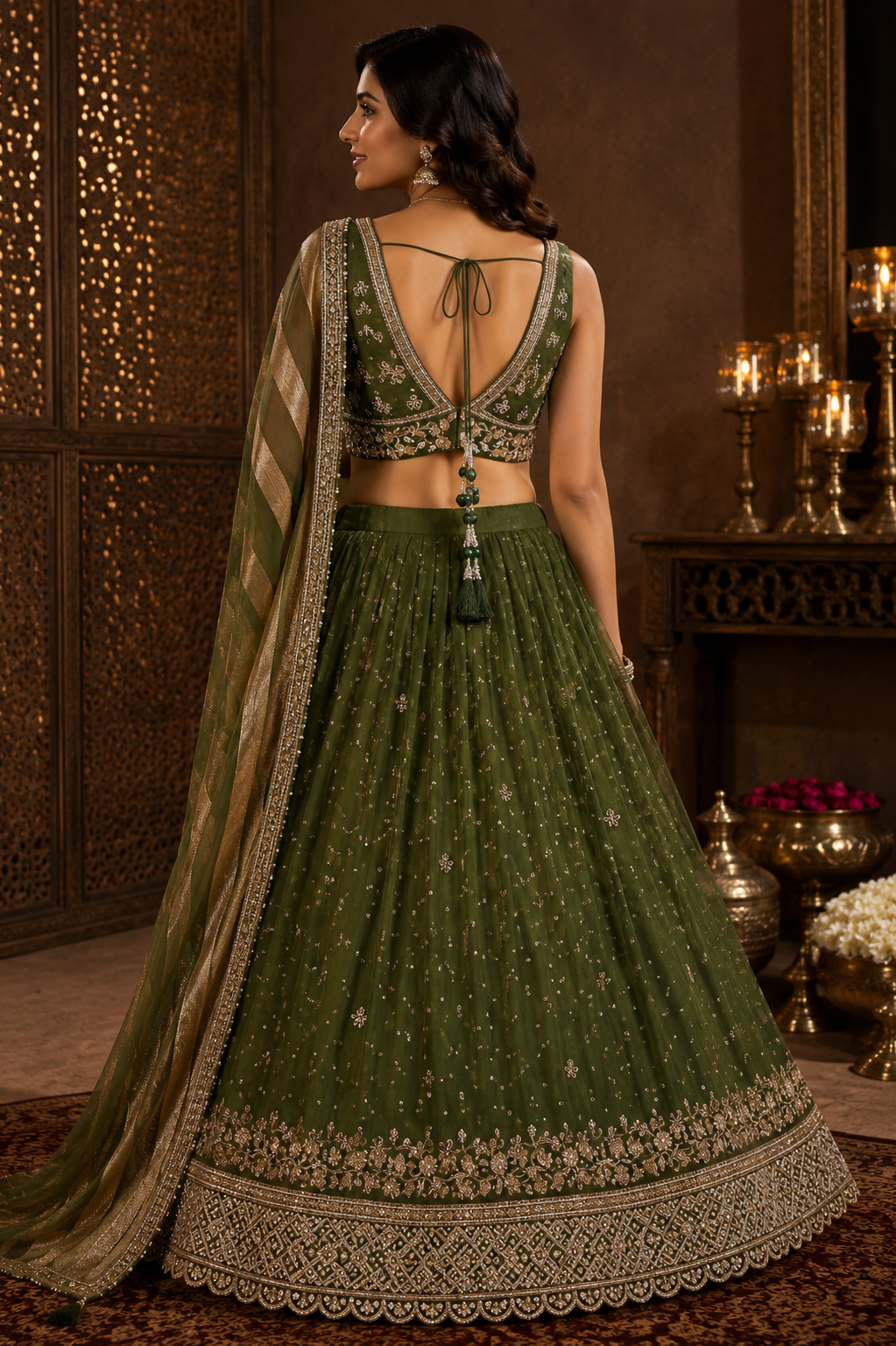 Green Gold Lehenga Choli