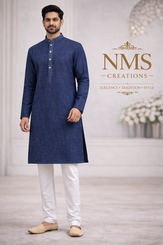Men's blue classic kurta for festive and traditional wear