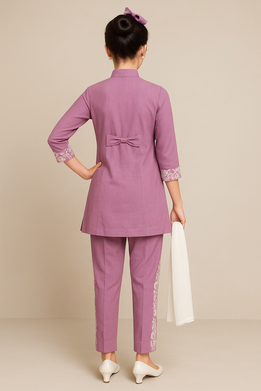 Purple Embroidered Kurta Set - 7126