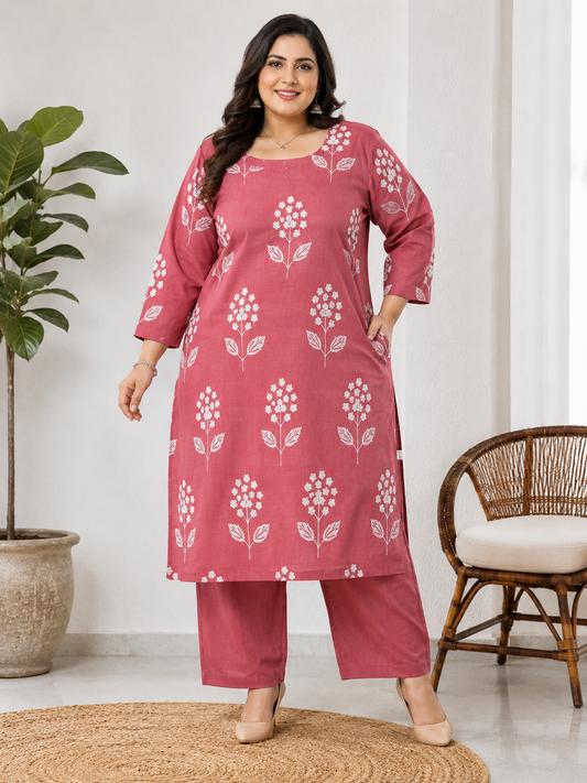 Cotton Embroidered Kurta Pant Set