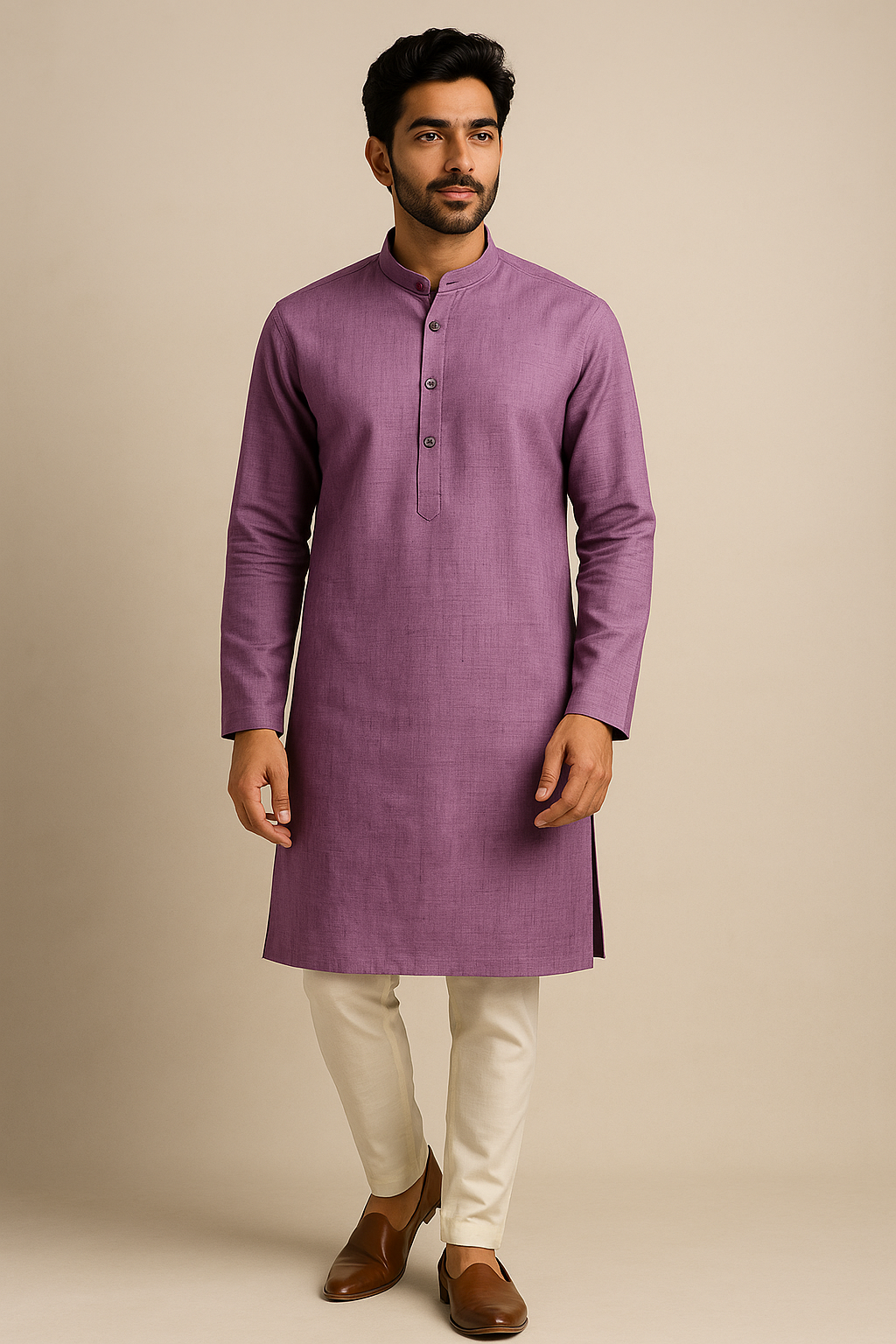 Lavender Purple Solid Men's Kurta