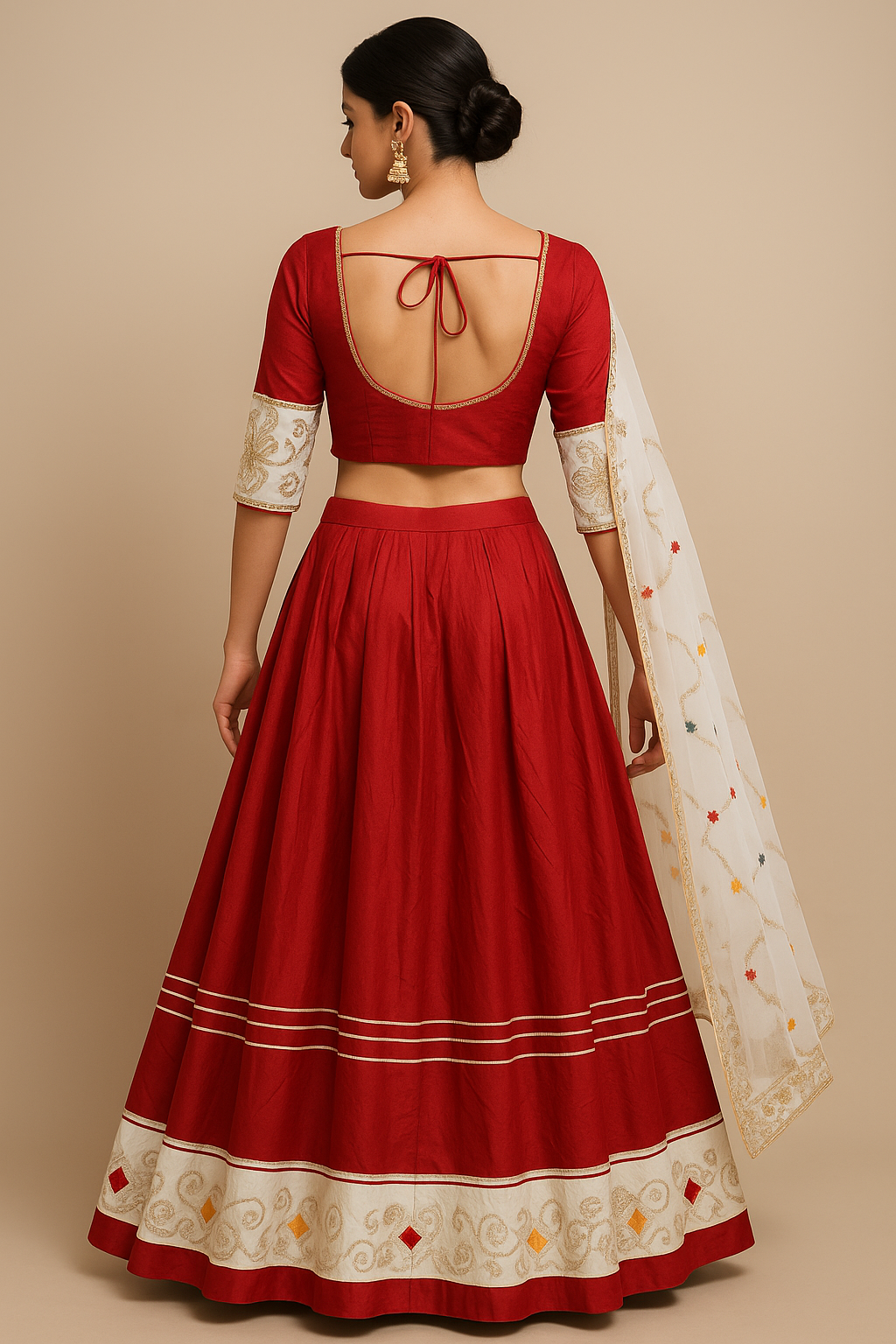 ✨ Ruby Red Embroidered Lehenga Choli Set