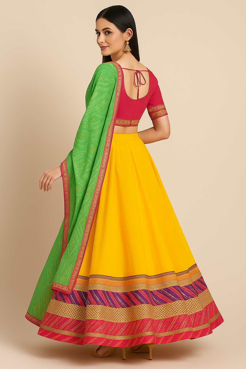 Vibrant Lehenga Choli Set – Sunset Pink